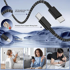 65W Super Fast Charger Type C for Samsung,3 Port 100W Quick Charging 3.0 USB C Block & 3/6/10/10FT Braided Type C Cord for Samsung Galaxy S26 Ultra/S26/S25 Ultra/iPhone 17 Pro/MacBook Pro/Air-Purple