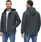 TACVASEN Men's Rain Jacket Lightweight Windbreaker with Hooded Water Resistant Outdoor Raincoat for Hiking Travel Camping