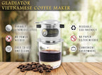 Vietnamese coffee maker filter set, French press style pour-over coffee dripper, Portable 1-cup single-serve reusable coffee press, 8oz medium (1)