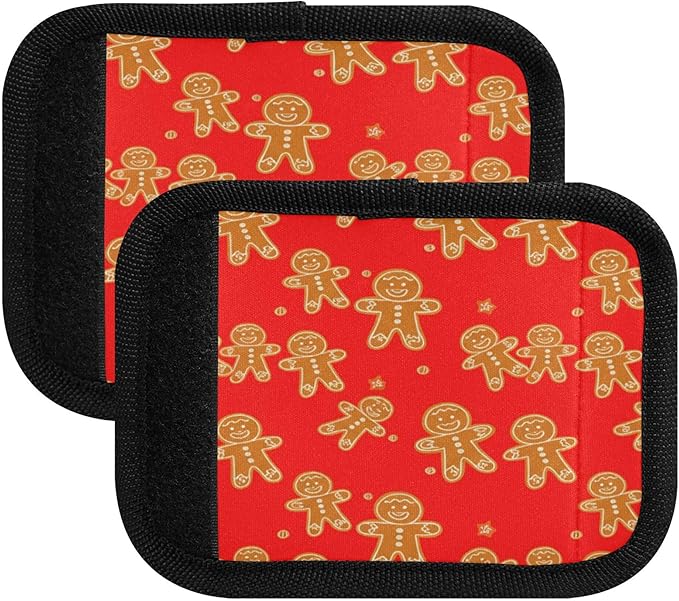 2 Pack Christmas Cookies Luggage Handle Wrap, Detachable Luggage Tag, Neoprene Suitcase Wrap with Comfort Grip & Bright Identifier for Suitcase, Travel Bag, Sports Bag
