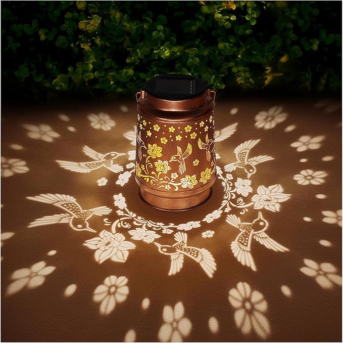 Solar Lanterns Outdoor Waterproof Hummingbird Garden Decor Birthday Gifts for Women Mom Grandma Hanging Solar Lights Metal Solar Decoration Outside for Yard,Patio,Backyard,Porch