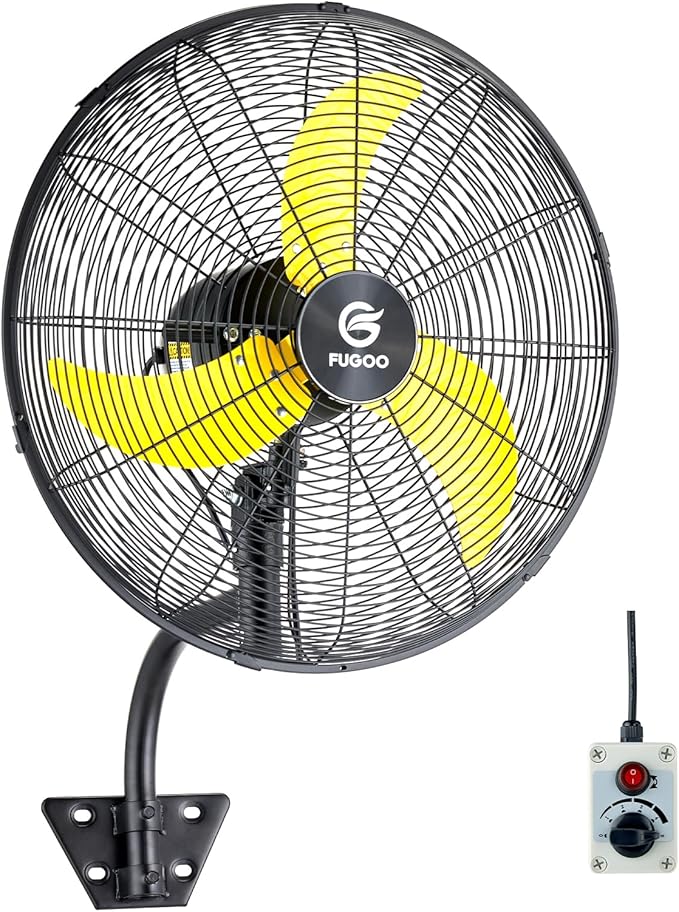 FUGOO 20'' Outdoor Quiet Oscillating Wall Fan With All Sealed Brushless DC Motor,4-Speed Waterproof Outdoor Fan, Heavy Duty Industrial Wall Mount Fans for House,Patios,Commercial,Garage,4000CFM