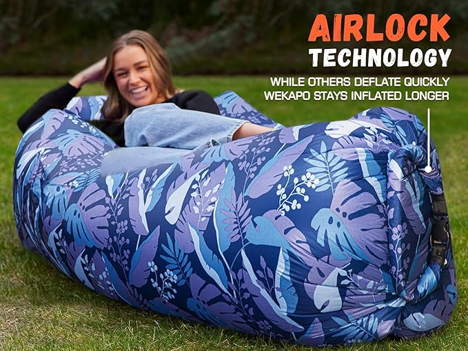 WEKAPO Inflatable Sun Lounger, Air Sofa, Hammock, Portable, Waterproof and Leak-Proof, Ideal for Backyard, Beach, Travel, Camping, Picnics and Music Festivals