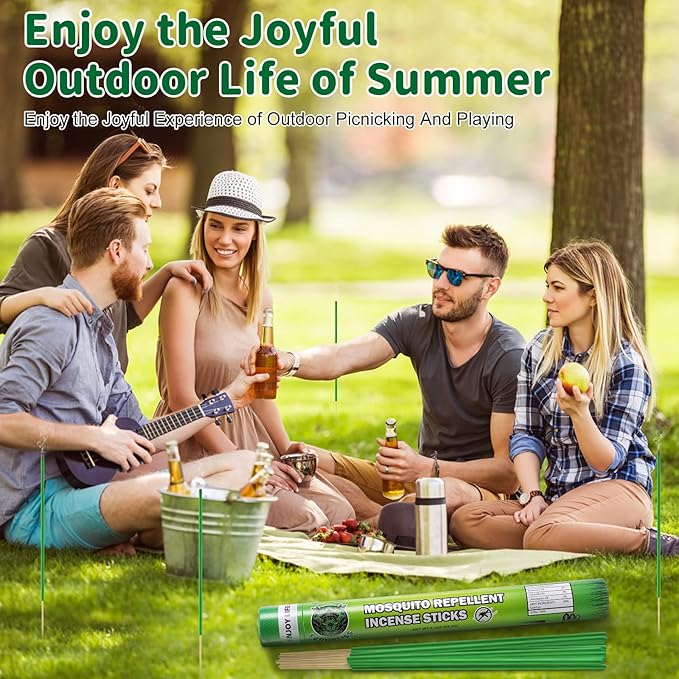 Mosquito Repellent Incense Sticks - 60 Plant-Based Citronella Incense Sticks for Backyard, Travel, Camping, Indoors, and Outdoor Patio