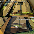 POMOLY Hot Tent Bushcraft Tent, STOVEHUT 20 2.0 Ultralight Shelter with 4 Poles for 1-2 Person Camping, Backpacking (Brown)