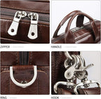 Augus Leather Laptop Briefcase for Men,Waterproof Travel Messenger Duffle Bags 15.6 Inch Laptop Bag