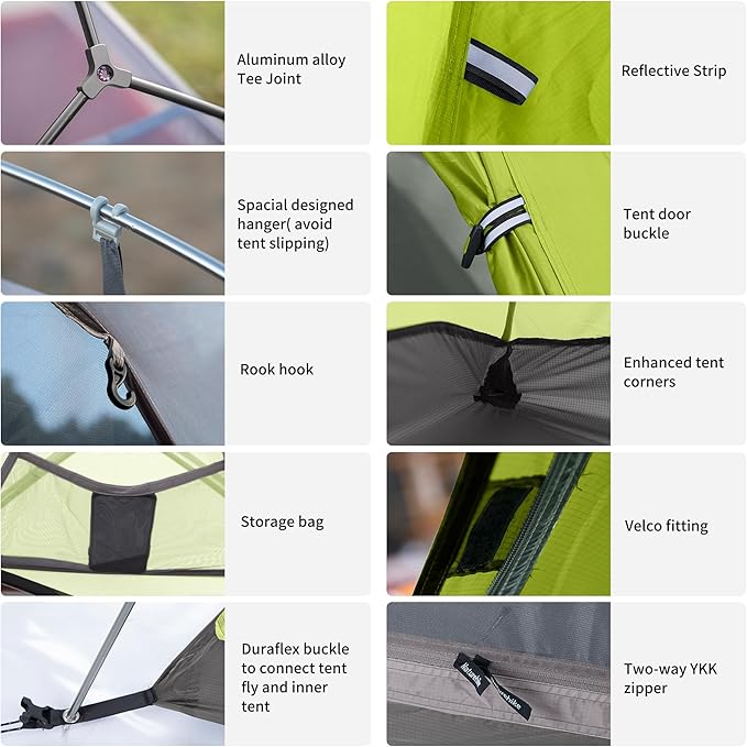 Naturehike Cloud-Up 1 Person Tent, Lightweight Backpacking Tents for One Man, Waterproof Ultralight One Person Tent for Camping Hiking Backpacking