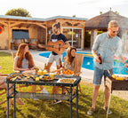 Folding Camping Table, 3 FT Folding Portable Camping Table, Outdoor&Indoor Picnic Table with 3 Adjustable Height Max 27.1",Lightweight Aluminum Camping Tables, Car Camping Essentials-Pure Black