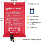 Fire Blanket for Kitchen Home Emergency - Fiberglass Blankets Fire Survival Suspension Flames Retardant Extinguisher Great for Stove Car Garage Office Camping Caravan BBQ Safety (4-Pack)