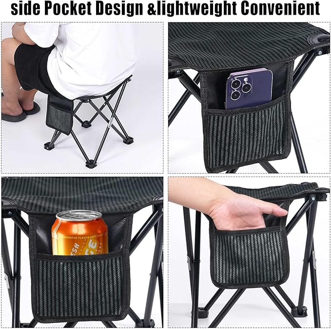 2 Pack Camping Stool Portable, 13.7 Inch Folding Stool for Outdoor Gardening, Fishing, BBQ, Hiking with Carry Bag(400 LBS Capacity)