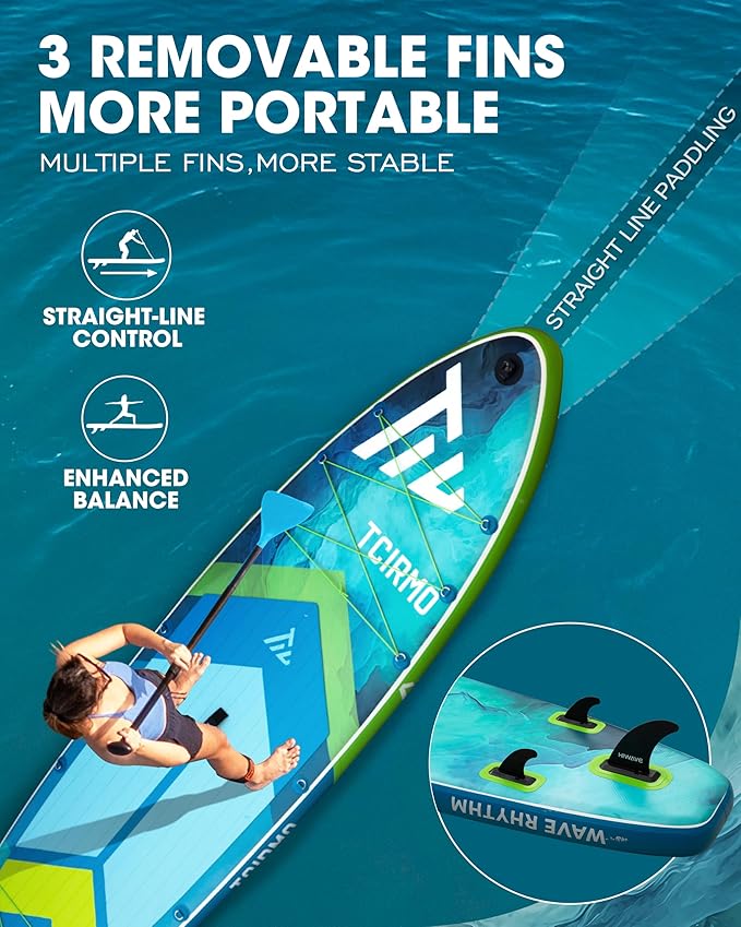 Inflatable Stand Up Paddle Board for Adults with Seam Welded Technology, 10'6''x33''x6'', Durable SUP with Dual-Blade Paddle and Complete Accessories, 390 lbs Capacity, Beginner-Friendly
