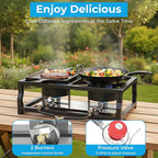 Tabletop Double Burner Camp Stove - 100,000 BTU Portable Propane Gas Cooker with CSA Regulator - Heavy-Duty Steel Frame for Camping, BBQ & Outdoor Cooking