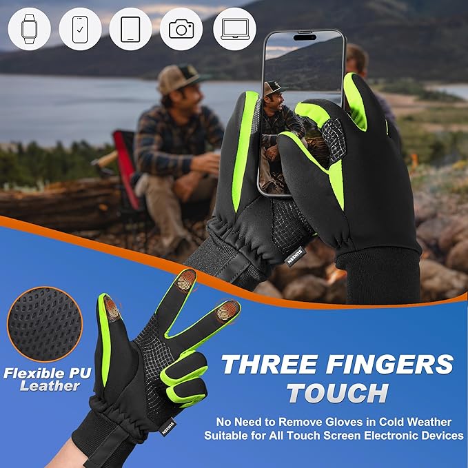 Sukeen Winter Gloves Men Women, Touchscreen Anti-Slip Warm Mens Gloves for Running Driving Cycling Hiking Biking Outdoor