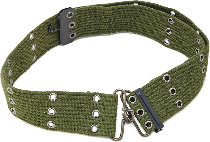 DARTMOOR G.I. Army Stainless Steel Canteen Military with Cup and Green Nylon Cover Waist Belt for Camping Hiking