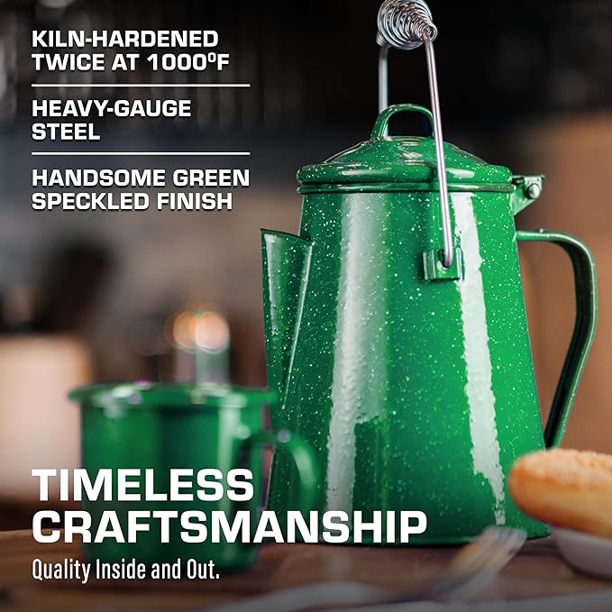 COLETTI Classic Camping Kettle - Tea and Camp Kettle, NO Aluminum or Plastic, Ideal for Boiling Water (Green)