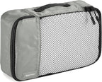Amazon Essentials 4-Piece Packing Cubes Travel Accessories Set, Luggage Organizer with Double Zipper, Mesh Top, 100% Polyester, Small/Medium/Large/Slim, Gray (Previously Amazon Basics)