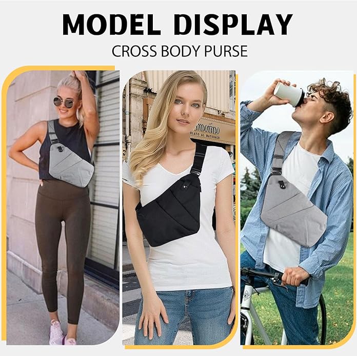 Travel Anti Pickpocket Purses, Slim Carry Crossbody Bag for Women & Man Travel Safe, Waterproof
