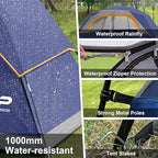 CAMPROS CP Tent 8 Person Camping Tents, Waterproof Windproof Family Tent with Top Rainfly, Large Mesh Windows, Double Layer, Easy Set Up, Portable with Carry Bag, for All Seasons