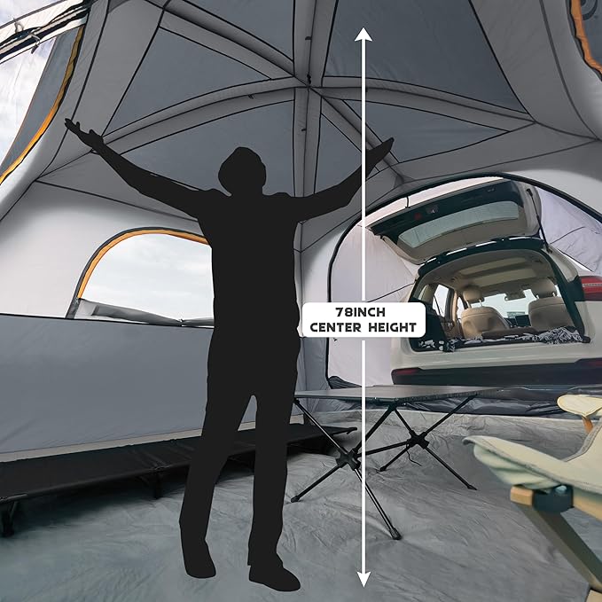 UNP SUV Tent for Camping, 6-Person SUV Tailgate Tent - Easy Set Up with Rainfly, 10'x9'x78in(H)