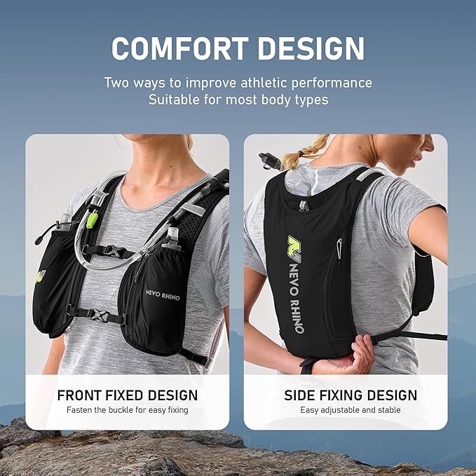 N NEVO RHINO Running Vest,Hydration Vest 5L with 1.5L Water Bladder,Lightweight Hydration Pack Water Backpack for Hiking Race