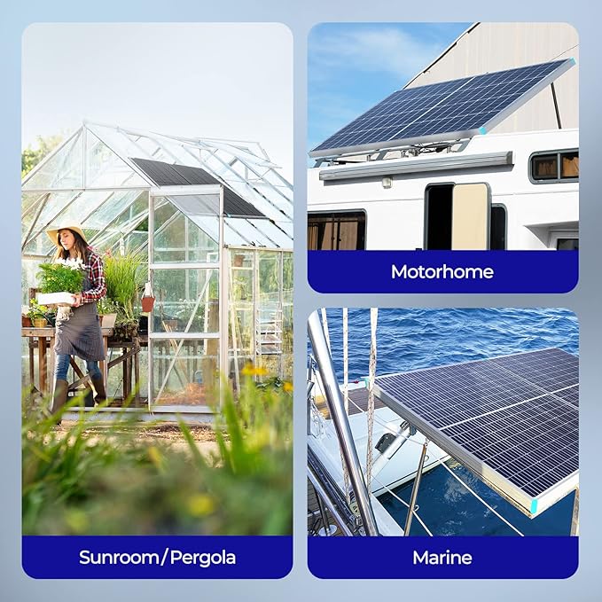 Renogy Bifacial 115 Watt 12 Volt Solar Panel Monocrystalline Rigid High-Efficiency PV Module Power Charger for RV Marine Rooftop Farm Battery and Other Off-Grid Applications