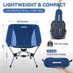 MARCHWAY Lightweight Folding Camping Chair, Portable Foldable Compact for Outdoor Camp, Travel, Beach, Picnic, Festival, Hiking, Backpacking, Supports 330Lbs (Dark Blue)