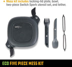 UCO Recycled ECO 5-Piece Camping Mess Kit with Bowl, Plate, Switch Spork Utensil Set
