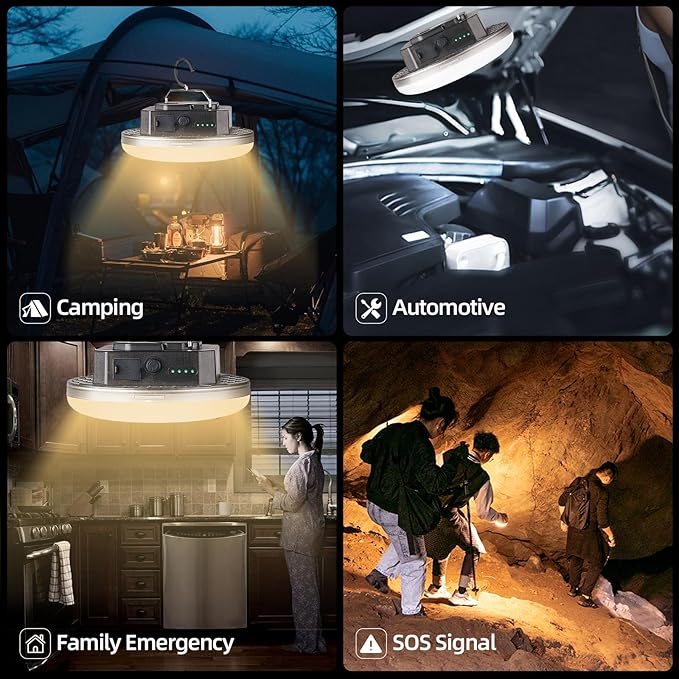 Transparent Portable Rechargeable LED Camping Lights,Waterproof Outdoor Light with 5000Lm,Super Bright Hanging Lanterns for Tents, Canopies & Outdoor Emergencies（Infinitely dimmable）