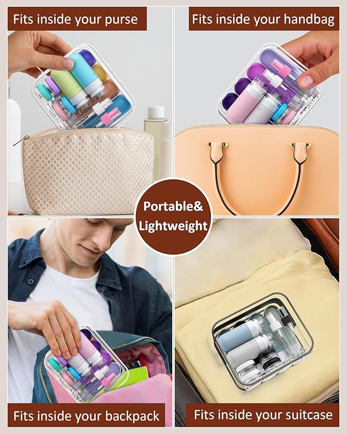 Quatish 20 Pack Travel Bottles for Toiletries, Original Patented, TSA Approved Travel Size Containers, Leak Proof Silicone Shampoo and Conditioner Bottles Women & Men, Airplane Essentials, Multi