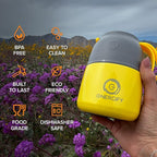 ENERGIFY Vacuum Insulated Food Jar. Large 12oz Bowl incl. Folding Spoon, Cup. Wide Mouth Keep Hot & Cold Drinks Soup Lunch Container for Adults. BPA-Free Stainless Steel, Leak Proof Yellow