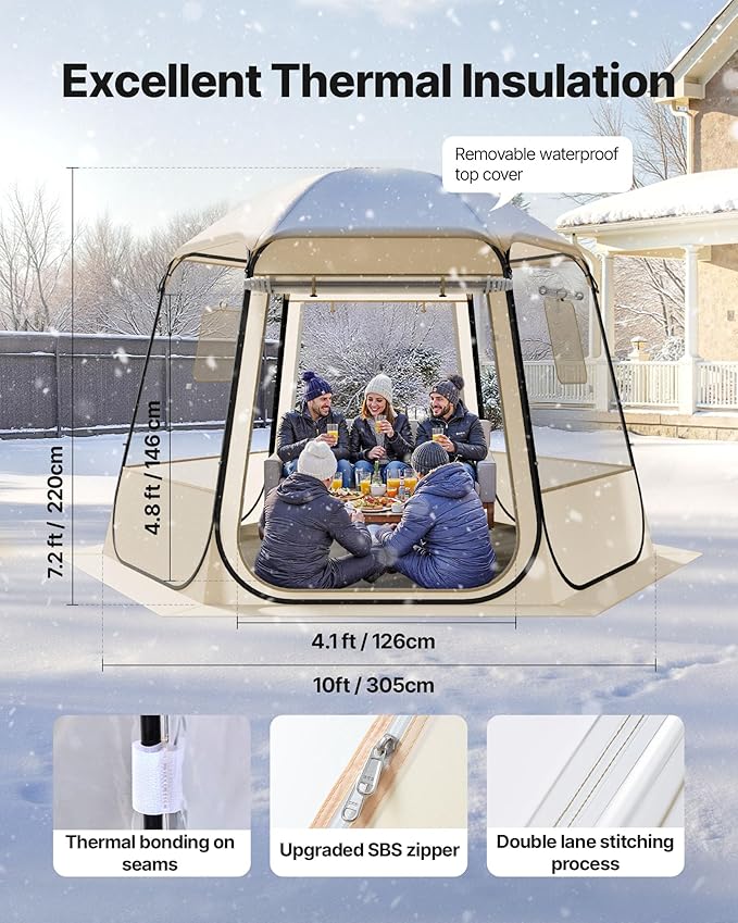 VEVOR Pop up Sports Tent, 8 Sizes Optional Clear Bubble Tent for 1-6 Person, Waterproof Outdoor Pod with Floor Mat & Top Cover, Garden Igloo Dome Tents Camping Shelter for Sports Watching