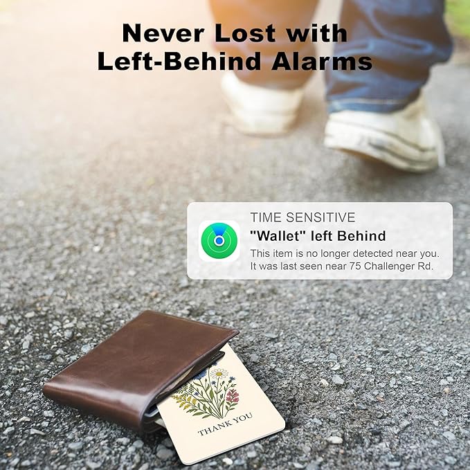 Wallet Tracker Card (iOS Only), Rechargeable Bluetooth Smart Tracking for Apple Find My Compatible Anti Tracker for Men Women Slim Item Locator for Purse Passport Key Luggage Tag (1Pcs/THYU FLR)