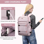 PIJUSHI Travel Backpack for Women Flight Aprroved Carry on Bag Large Casual Luggage Backpack Fit 16 inch Laptop(PE050 Ashen Purple)