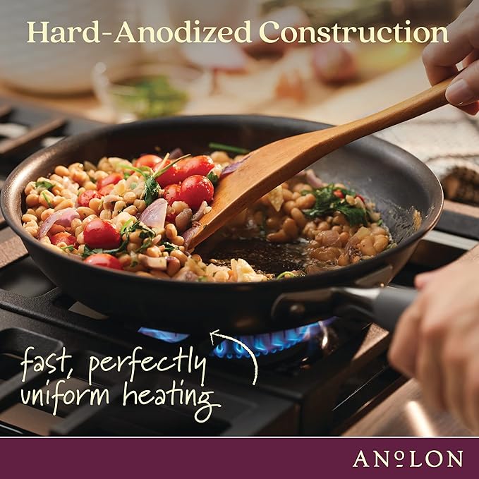 Anolon Advanced Hard Anodized Nonstick Divided Grill / Griddle Pan / Skillet - 12.5 Inch, Gray