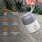 Energify Vacuum Insulated 12oz Titan Gray Thermos with Folding Spoon and Carry Case, BPA-Free, Meal Holder