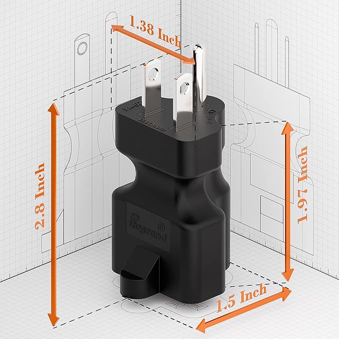 15 Amp Household AC Plug to 20 Amp T Blade Power Adapter,15 Amp to 20 Amp Plug Adapter Converter Nema 5-15P to 5-15R/5-20R Comb AC Adapter