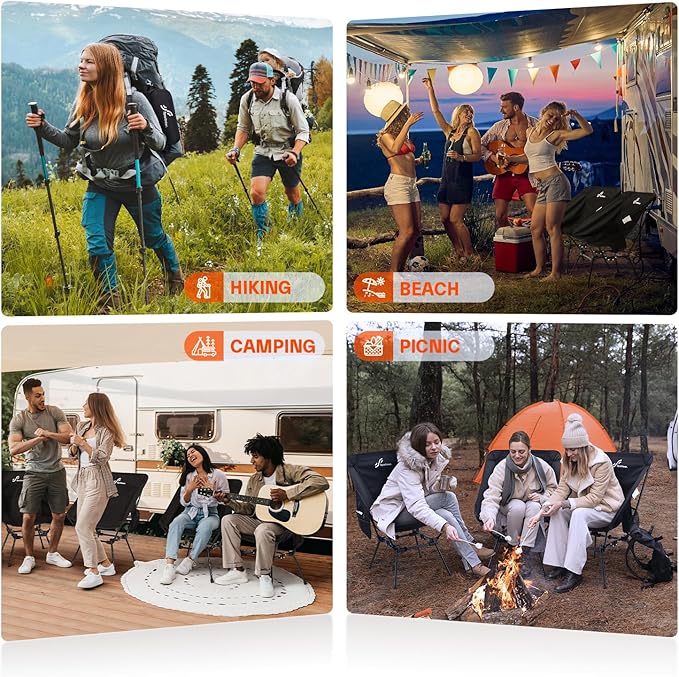 Sportneer Heated Chairs Outdoor Sports: Heated Camping Chair with USB Plug & 3 Heating Levels - Portable & Compact Heated Chair for Backpacking, Camping, Lawn, Picnic, Travel (Power Bank Not Included)