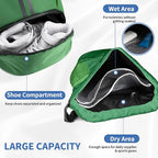 JELUTAR Drawstring Backpack Gym Bag with Shoes Compartment for Soccer, Basketball, Swim, Water-Resistant String Backpack Beach Cinch for Women Men, Dark Green