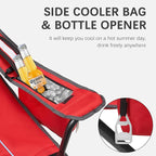 Oversized Folding Camping Chair for Adults - 450lbs Support - Heavy Duty Portable Lawn Chairs with Side Pocket Cup Holder Cooler Bag for Sports Garden Beach Fishing, Red 2 Pack