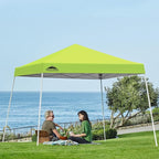 EAGLE PEAK 10x10 Slant Leg Pop-up Canopy Tent Easy One Person Setup Instant Outdoor Beach Canopy Folding Portable Sports Shelter 10x10 Base 8x8 Top (Fluorescent Green)