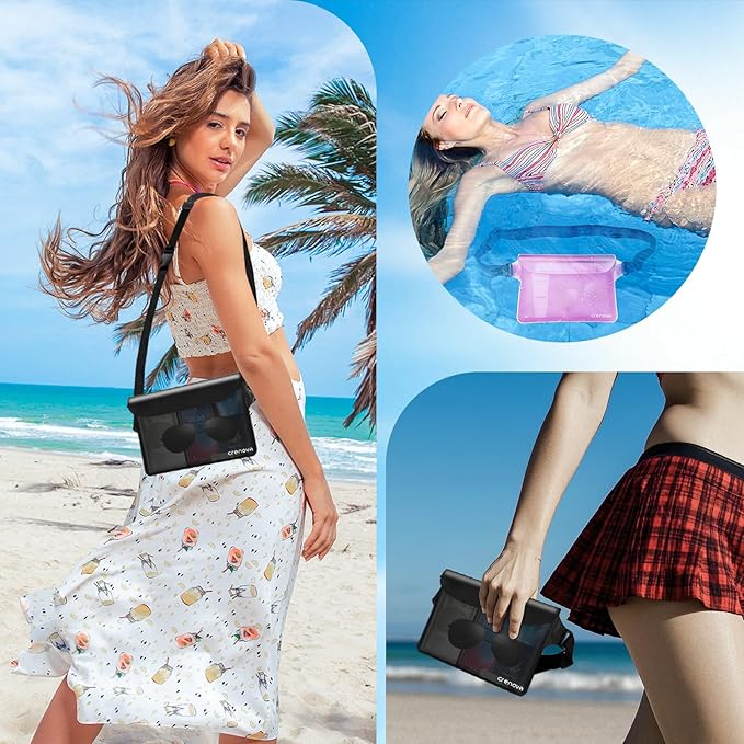 Waterproof Fanny Pack for Women, Waterproof Pouch for Phone Passport Purse, Beach Accessories Dry Bag, Floating Water proof Bags for Cruise Ship Travel Water Park Boating Fishing Diving Kayaking Pool