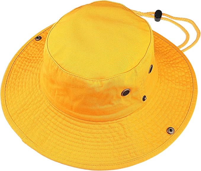 Wide Brim Hiking Fishing Safari Boonie Bucket Hats 100% Cotton UV Sun Protection for Men Women Outdoor Activities