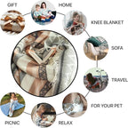 Cozy Wool Blanket | 100% Virgin Wool from New Zealand | Perfect Throw/Sofa Blanket with Fringes in Stripes Design (140 x 200 cm)