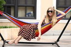 Brazilian Single Hammock 1 Person Canvas 200X100cm Total Length 310cm Load 250kg Cotton Hammock for Garden Backyard Outdoor and Indoor