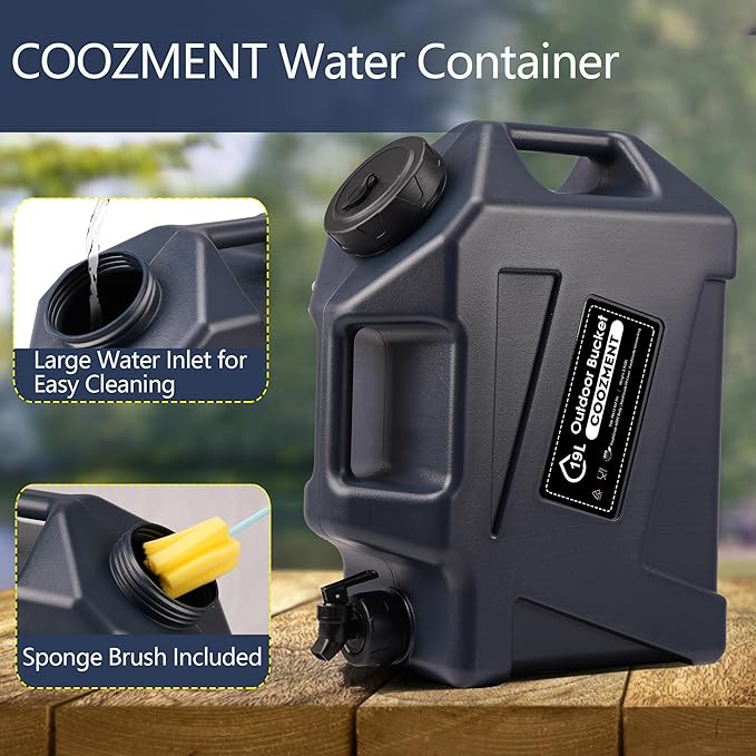 3.2 Gallon/5 Gallon Water Containers with Spigot, BPA Free Water Jug, Military Green Water Tank, Multifunction Water Storage Containers for Camping Outdoor Hiking,Emergency Stroage