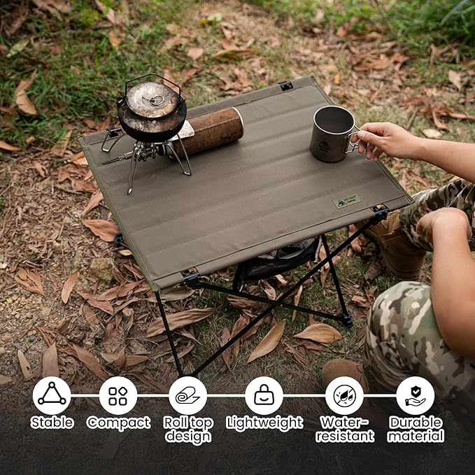 ONETIGRIS CAMPMATE Camping Table Foldable, Lightweight Portable Table Sturdy & Quick Setup, Holds Up to 66 lbs, Perfect for Camping, Hiking, Backpacking, Picnic, Beach, Travel