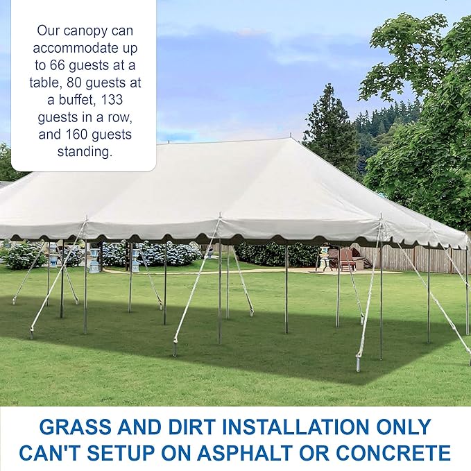 Party Tents Direct 20'x40' Canopy Tent, Weekender Canopy Pole Tent, Easy Up with Heavy Duty PVC White Top, 160 Person Capacity, Outdoor Canopies, Tents for Parties, Weddings & Events