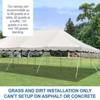 Party Tents Direct 20'x40' Canopy Tent, Weekender Canopy Pole Tent, Easy Up with Heavy Duty PVC White Top, 160 Person Capacity, Outdoor Canopies, Tents for Parties, Weddings & Events