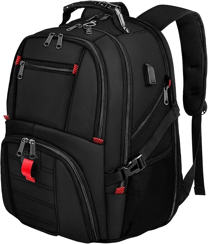 YOREPEK Large Backpack for Men, Extra Large Laptop Backpacks for Men Women, Water Resistant Travel Backpack Airline Approved Business Work Bag with USB Charging Port Fits 17 Inch Computer, Black