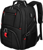 YOREPEK Large Backpack for Men, Extra Large Laptop Backpacks for Men Women, Water Resistant Travel Backpack Airline Approved Business Work Bag with USB Charging Port Fits 17 Inch Computer, Black